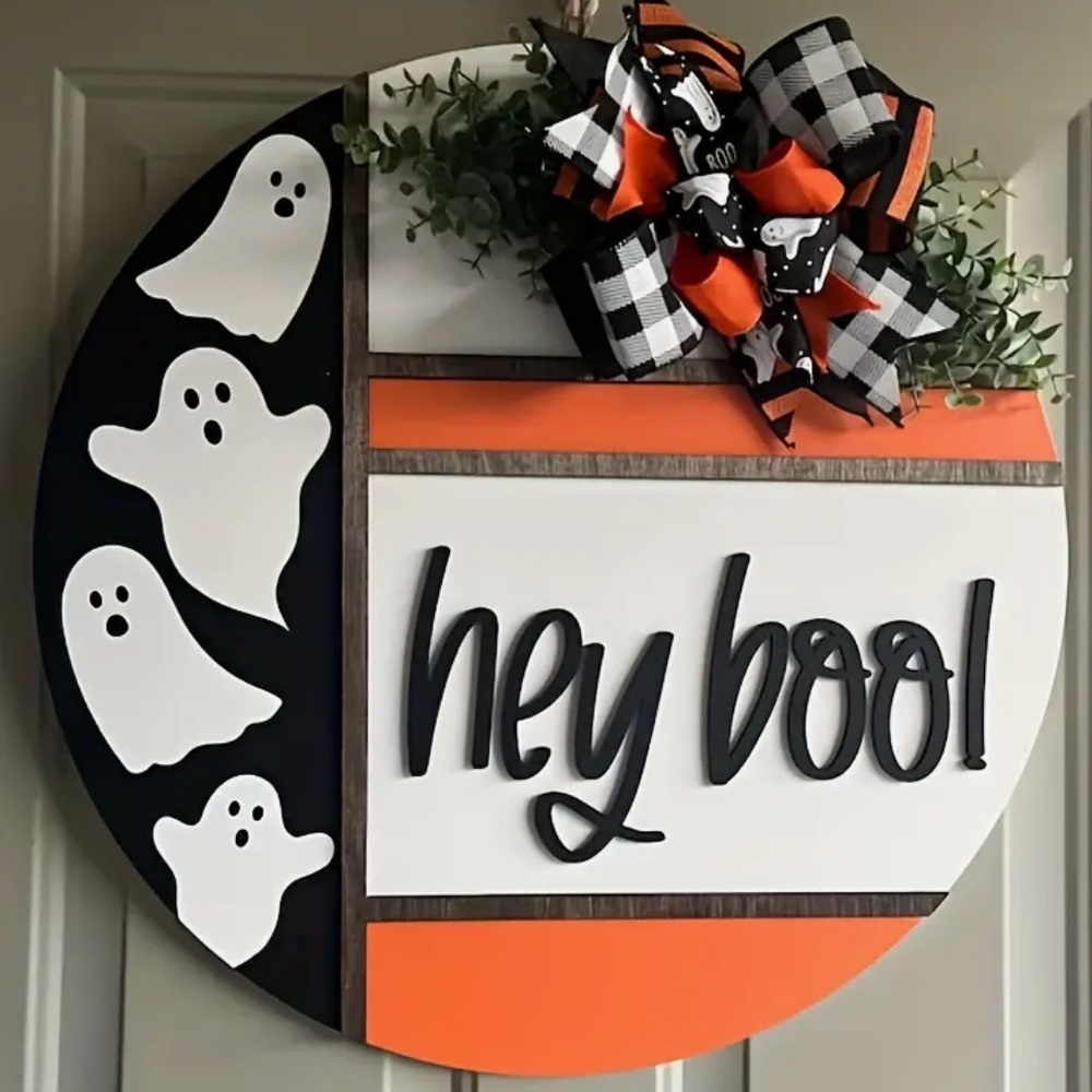 Hey Boo Halloween Welcome Door Sign - Picture 4 of 4